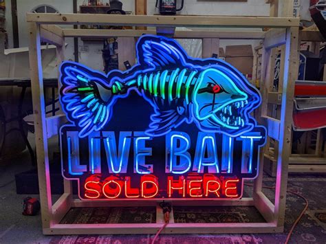 Animated Neon Signs Live Bait Sold Here Signs Live Bait Signs
