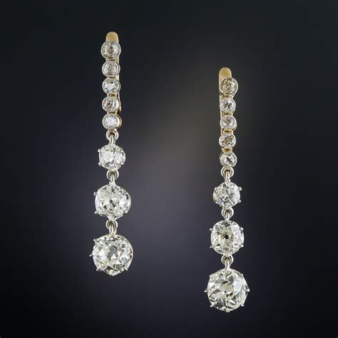 Carat Long Diamond Drop Earrings