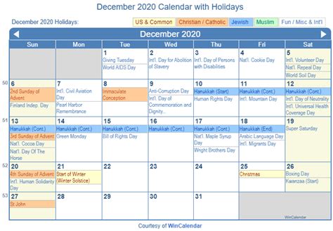 Print Friendly December 2020 Us Calendar For Printing
