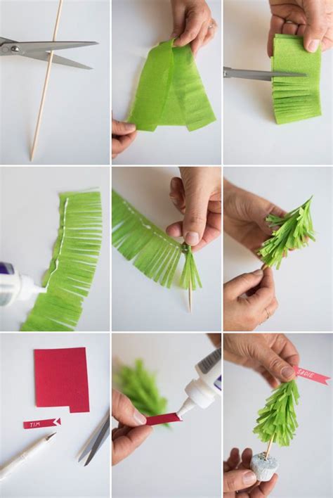 Crepe Paper Christmas Tree Name Cards Diy Oh Happy Day Quilling