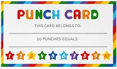 printable punch card template printable cards