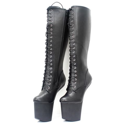 Women S Shoes Details About 20cm High Hoof Heel Heelless Platform Zip Over Knee Thigh Boots