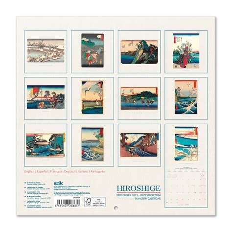Calendario De Pared 2024 Utagawa Hiroshige Japanese Art Erikstore