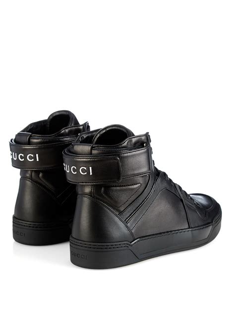 Lyst Gucci High Top Leather Sneakers In Black For Men