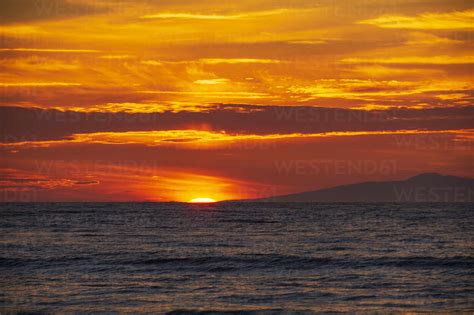 Sunset Over The Pacific Ocean Stock Photo