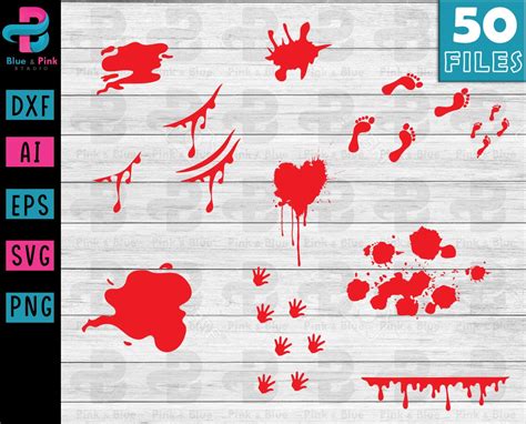 Bloody Handprint Svg Dripping Blood Splatter Cut File Bundle Etsy