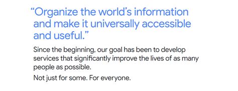 We recently decided it was time to revisit and expand our analysis. ️ Google mission statement. What Is Google's Vision ...