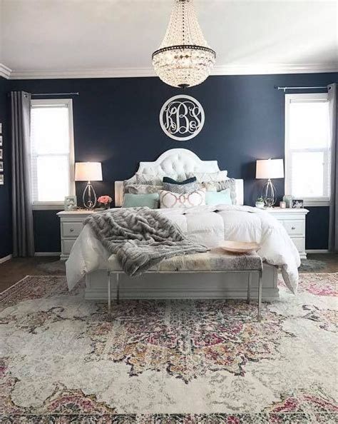 The winning wallpaper was painterly indigo. Pin by Jordan Ott on Master room | Blue master bedroom ...