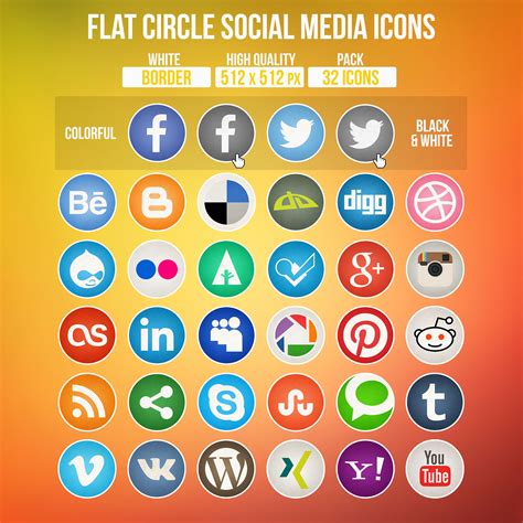 Flat Gradient Social Media Icons By Limav On Devianta