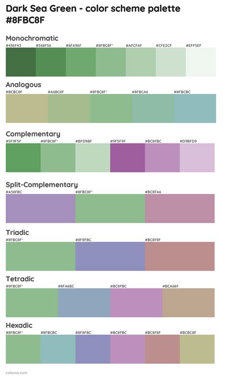 Dark Sea Green Color Palettes And Color Scheme Combinations