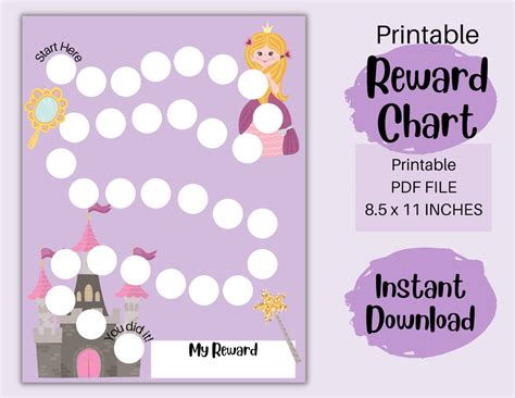 Printable Princess Reward Chart Princess Behavior Chart Etsy