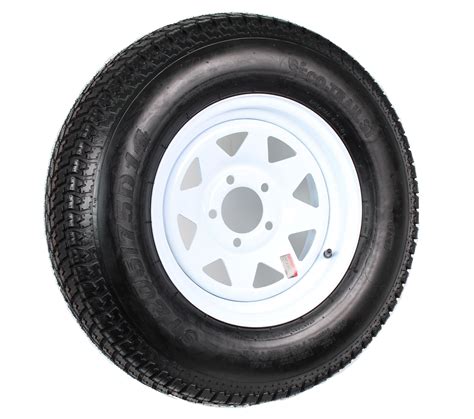 Eco Trailer Tire On Rim St20575d14 14 In Load C 5 Lug White Spoke