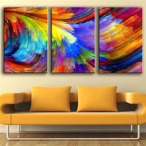 Canvas Painting Wall Pictures 3 Panels Colorful Rainbow Wall Pictures