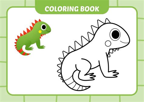 Livro De Colorir Desenhos Animados De Iguana Vetor De Stock The Best