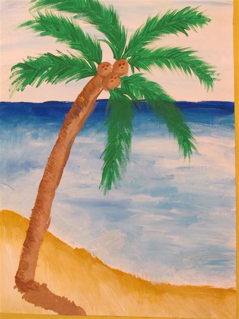 5th Grade Palm Tree Beach Painting 12 X 18 Lesson By Art Teacher