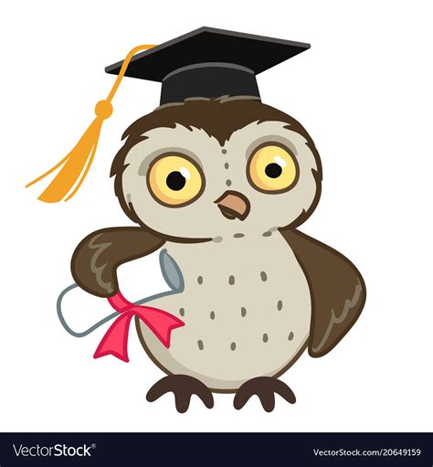 Owl In Graduation Cap Cartoon Royalty Free Vector Image