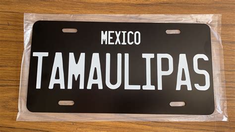 Tamaulipas Mexico Black License Plate Tag Decal Mexicano Terre Pueblo