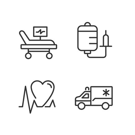 Emergency Procedures Pixel Perfect Linear Icons Set Intensive Care
