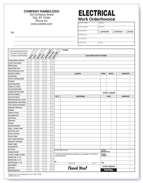 Electrician Work Order Template
