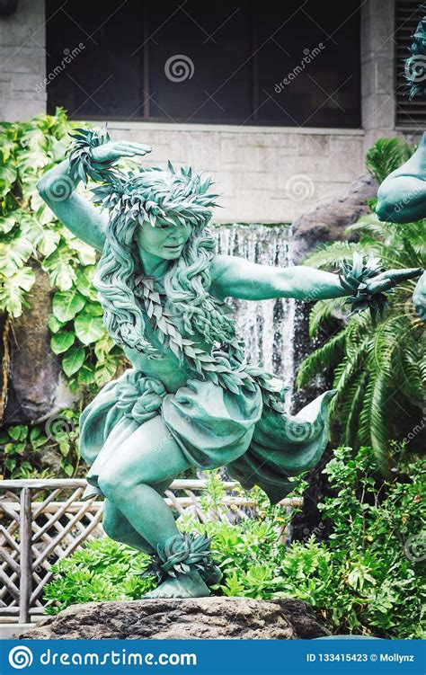 Close Up Image Of A Female Statue Outside The Hilton Hawaiian Village