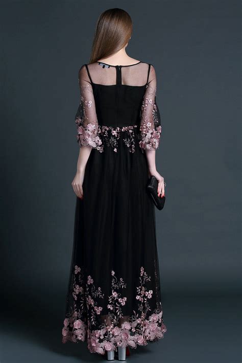 Black Embroidered Maxi Dress Lily And Co
