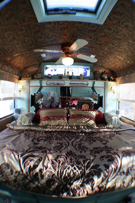 Love The Ceiling In This Bus Steampunk Rv Bedroom Converted From An