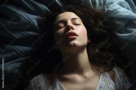 Sensual Sexy Caucasian Woman With Open Mouth And Closed Eyes Enjoying