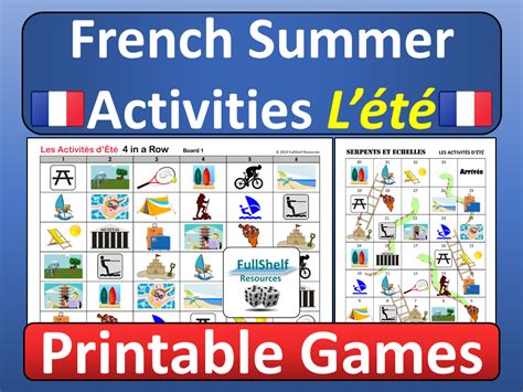 French Summer Activities Games Lete Teaching Resources