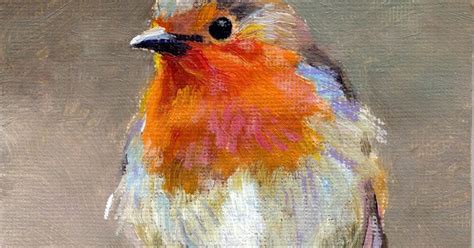 Birds Painting By Vitec Robin Original Oil Painting 4x5 In