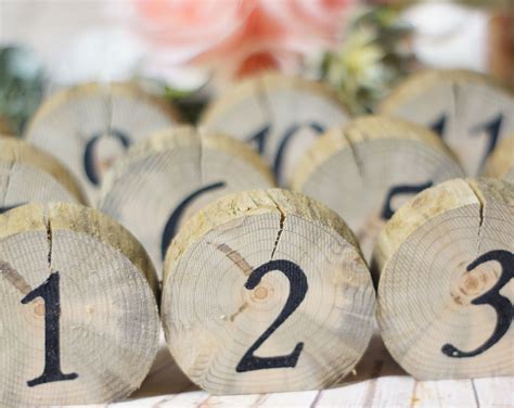 Log Slice Table Numbers Rustic Wedding Wooden Numbers Boho Etsy