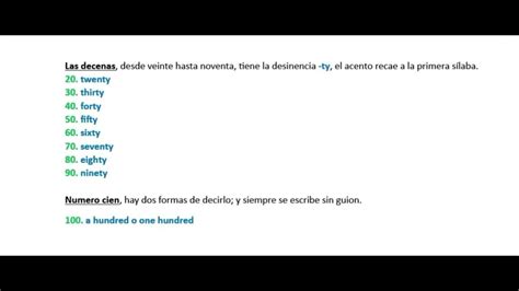 Idioma Inglés 15 Clase Las Decenas Numero Cien Youtube