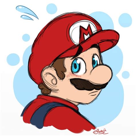 Sketch Blushing Mario By Elwensa On Deviantart Mario Fan Art Super