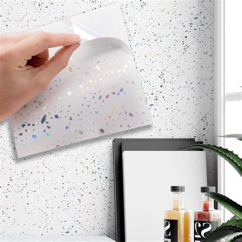 Buy WALPLUS 15cm 6 24pcs Terrazzo Holographic Glitter Silver Wall
