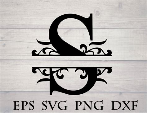 Monogram Split Letter Svg Divided Initial S Svg Swirl Letter Etsy