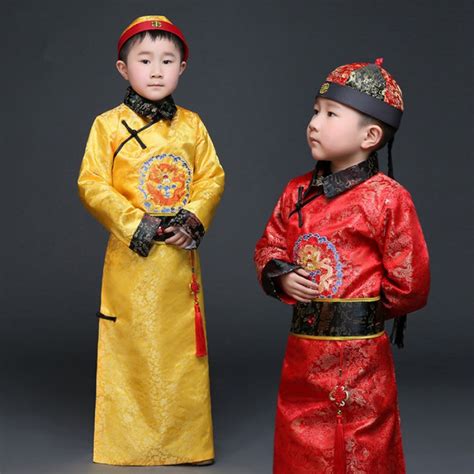 Gold Hanfu Dress Ancient Chinese Traditional Costume Men For Kids Boys
