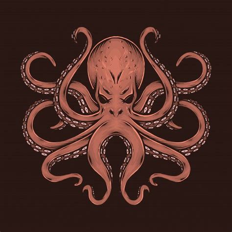Hand Drawing Vintage Octopus Vector Illustration Octopus Drawing