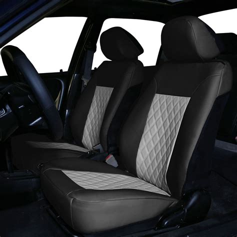 Fh Group Quality Faux Leather Diamond Pattern Car Seat Cushions Front Set