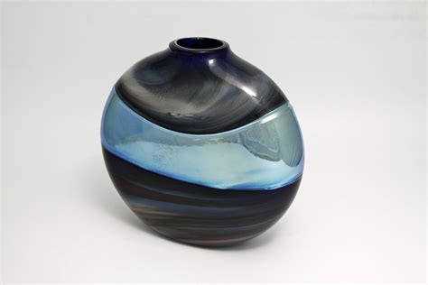 Three Part Flattened Spheres By Bryan Goldenberg Art Glass Vase
