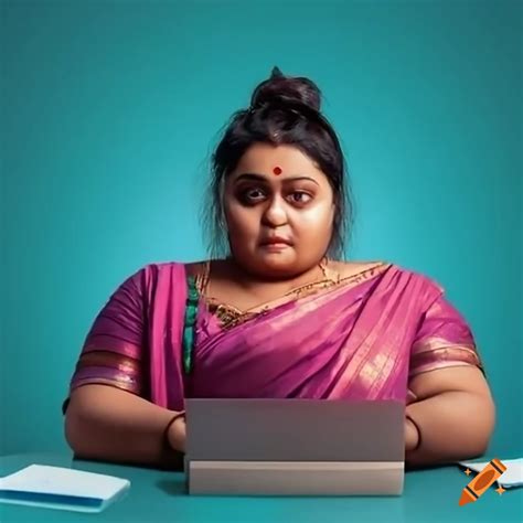 Indian Woman Focused On Computer Work