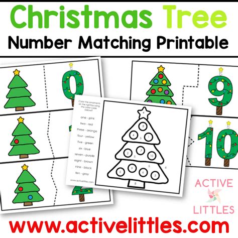 Christmas Tree Number Match Printable Active Littles