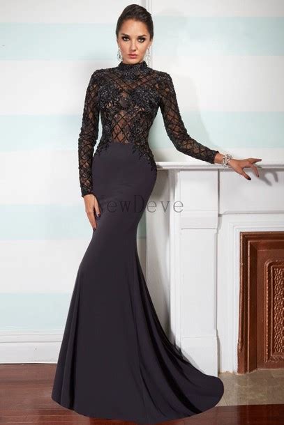 Dress Black Prom Dress Long Sleeve Prom Dress Long Sleeve Dress