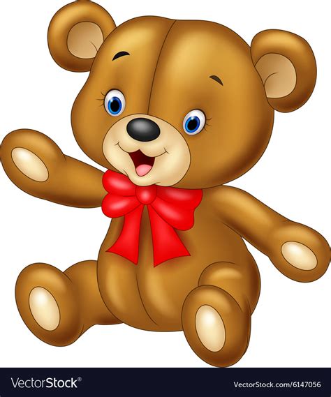 Cute Cartoon Teddy Bear Waving Royalty Free Vector Image