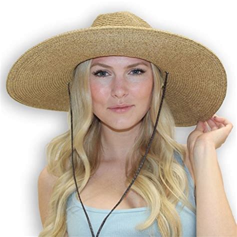 El Ranchero Extra Large Brim Straw Sun Hat For Men And Women With Chin