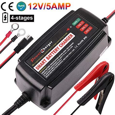 How to charge a motorcycle battery. 12V 5A Trickle Battery Charger, Battery Maintainer for Car ...