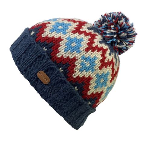 Navy Bobble Hat Turn Up Kusan Accessories