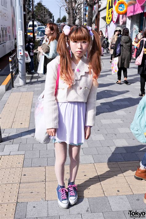 cute twintail hairstyle and hello kitty laced platform converse in harajuku tokyo fashion