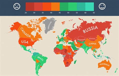 the 25 most and least happy countries in the world factsmaps