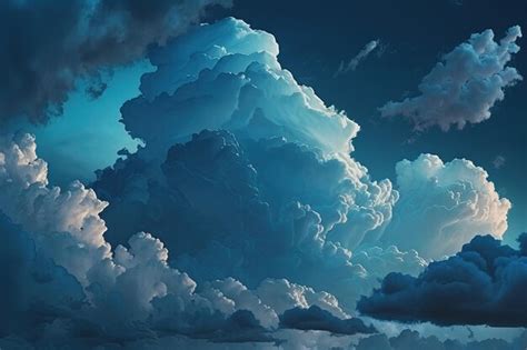 Premium Ai Image A Painting Of A Storm Cloud With A Blue Sky