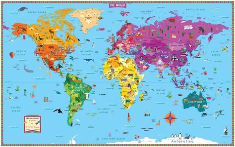 Illustrated Map Of The World For Kids Childrens World Map Printable