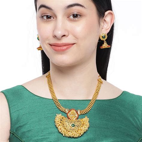 buy asmitta traditional laxmi design gold toned necklace set online